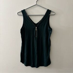 Dynamite Teal Sleeveless Top w/ Zippered-Collar Detail